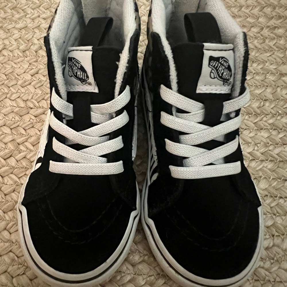 Vans Kids Black and White High-Top Sneakers